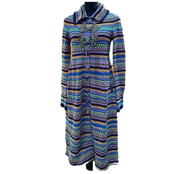 Anthropologie Sleeping on Snow Long Nordic Style Sweater Dress / Jacket Size S - Picture 4 of 14